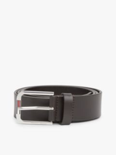 Austin Embossed Logo Leather Belt — Brown 3