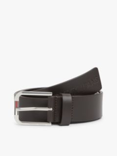 Austin Embossed Logo Leather Belt — Brown 1