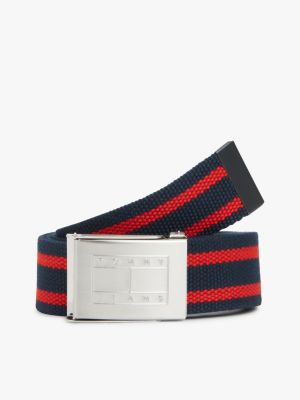 blue ryan stripe webbing belt for men tommy jeans