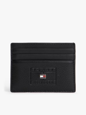 black casual leather credit card holder for men tommy hilfiger