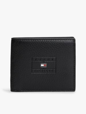 black casual leather bifold credit card wallet for men tommy hilfiger