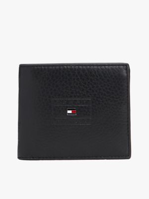 black casual leather card and coin wallet for men tommy hilfiger