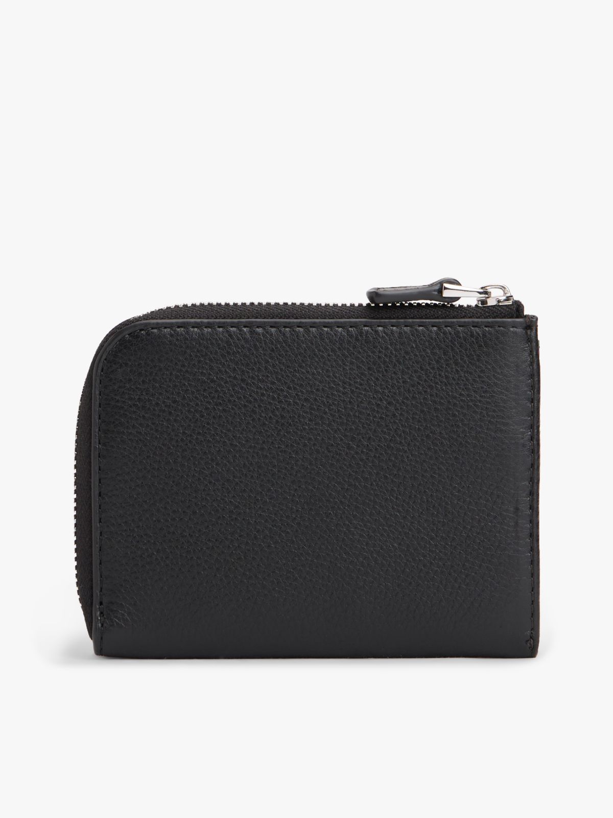 Casual Leather Zip-Around Wallet — Black