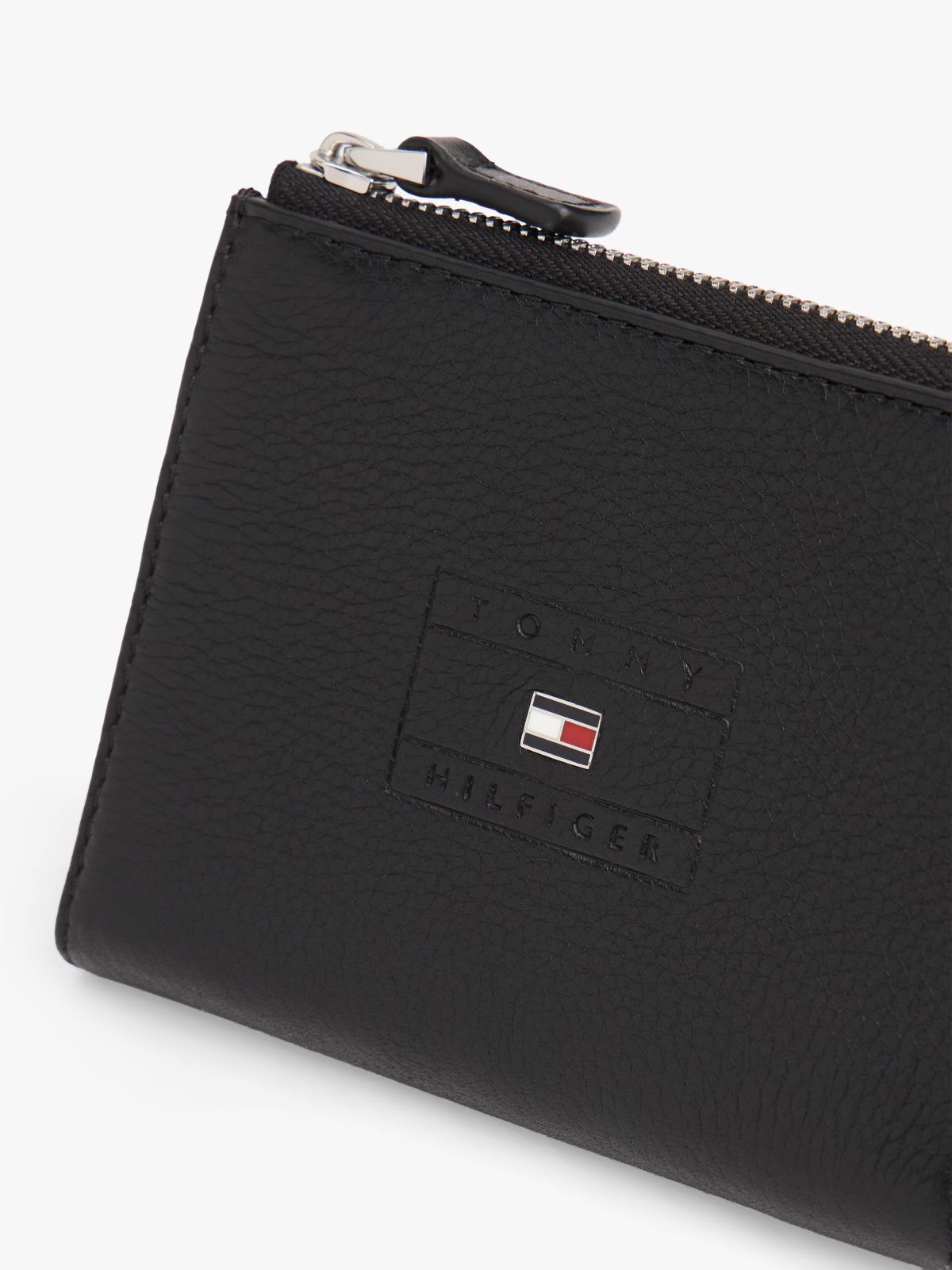 Casual Leather Zip-Around Wallet — Black