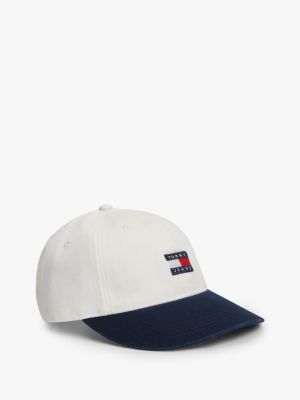 white heritage logo washed baseball cap for men tommy jeans