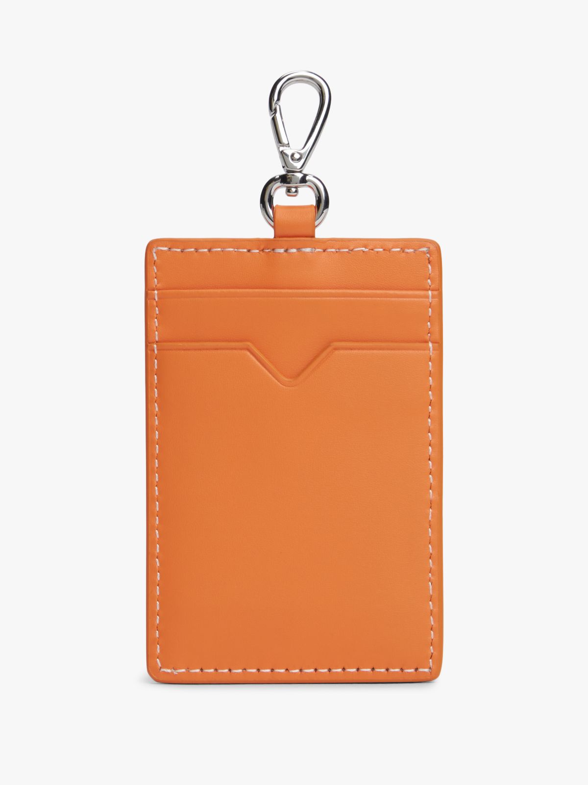 Leather Clip-On Card Holder — Orange