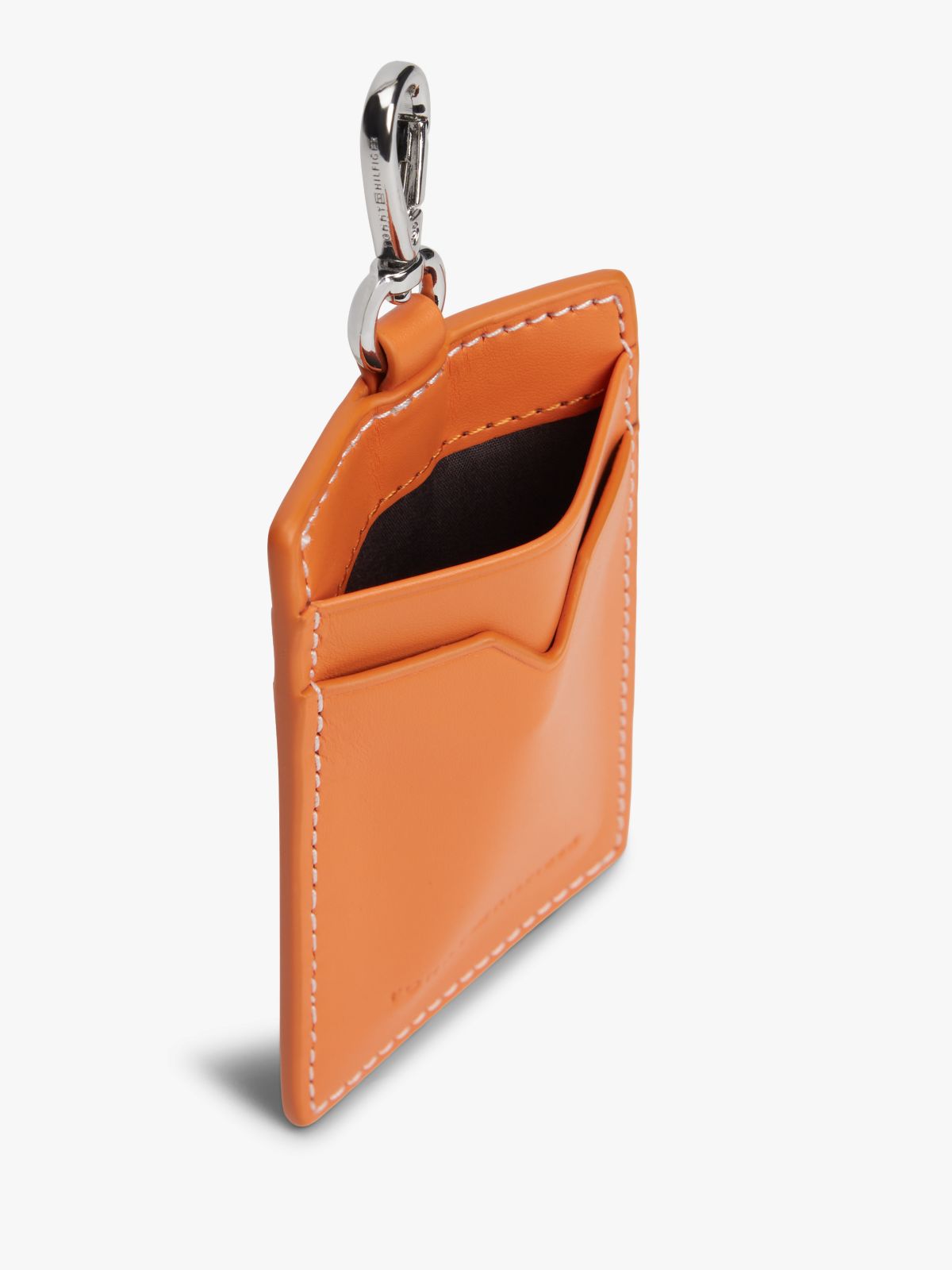 Leather Clip-On Card Holder — Orange