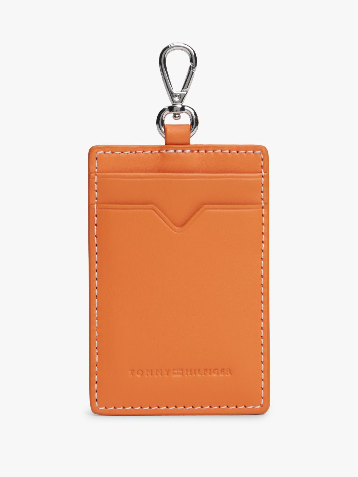 Leather Clip-On Card Holder — Orange