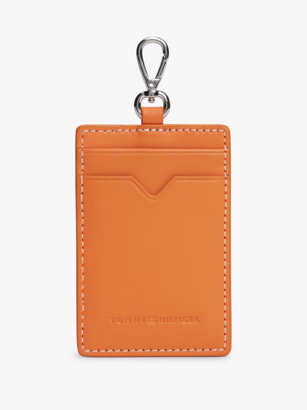 Leather Clip-On Card Holder — Orange