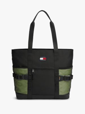black logo ripstop outdoor tote bag for men tommy jeans