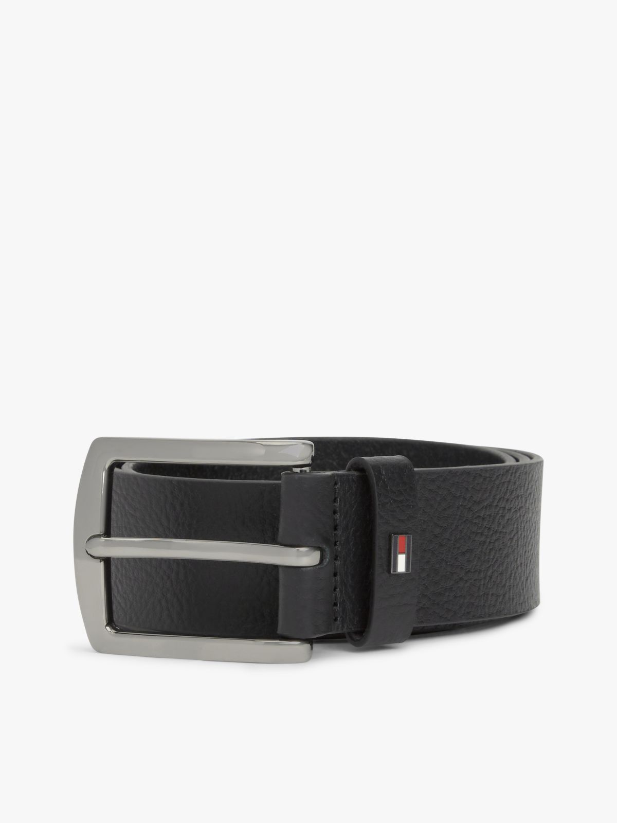Denton Pebble Grain Leather Belt — Black
