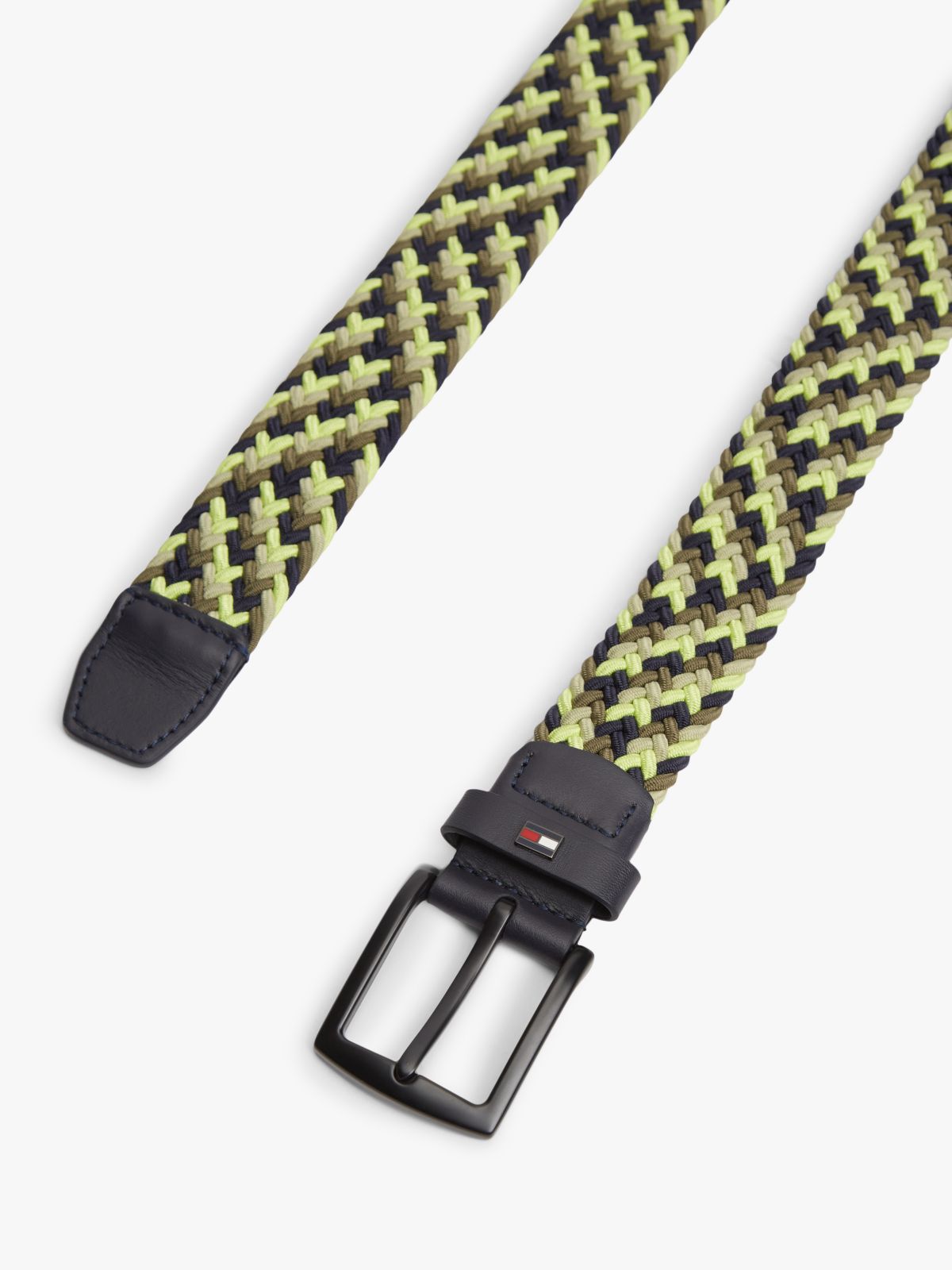 Denton Enamel Flag Woven Belt — Green