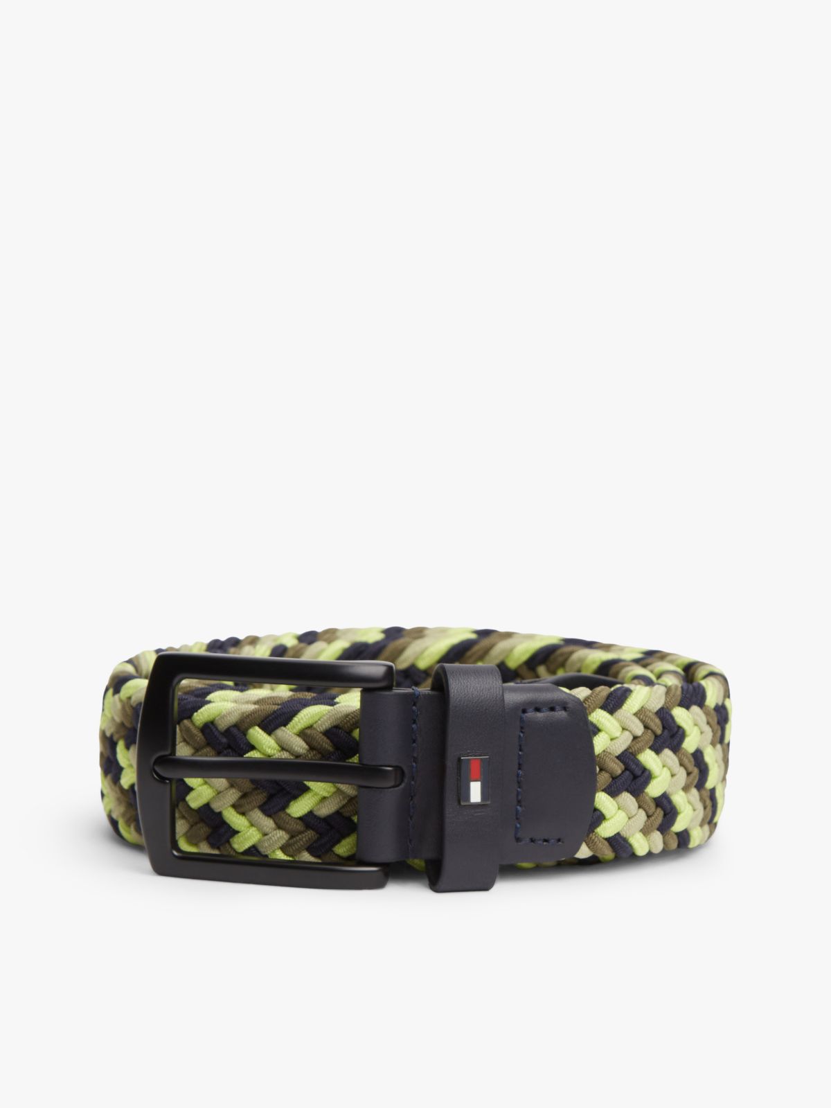 Denton Enamel Flag Woven Belt — Green