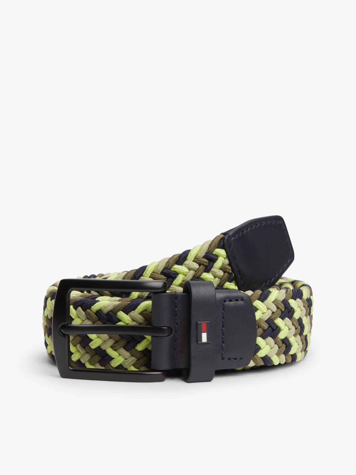 Denton Enamel Flag Woven Belt — Green
