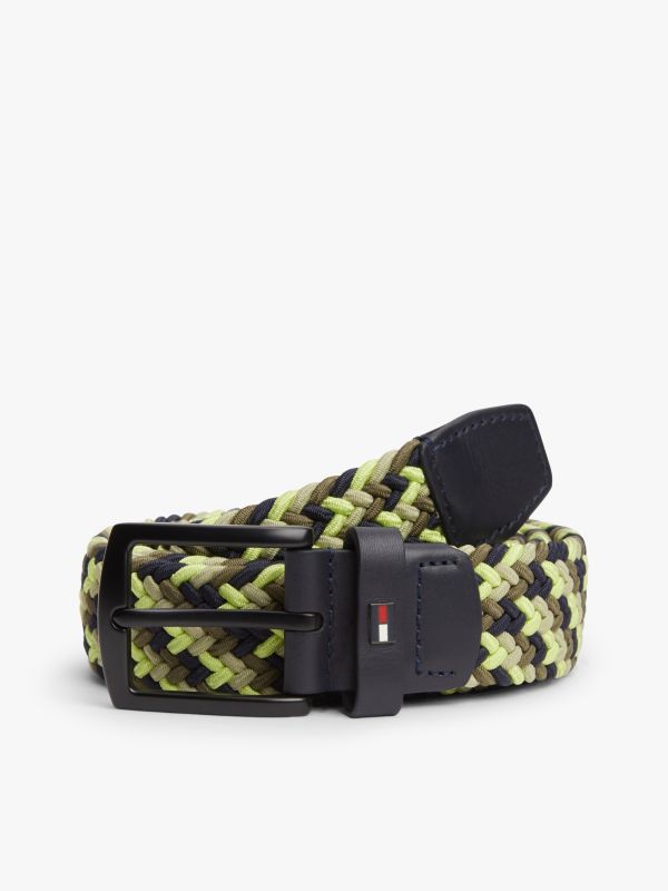 Denton Enamel Flag Woven Belt — Green