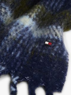 Check Wool Blend Scarf — Blue 2