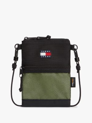 black logo mesh pocket ripstop outdoor pouch for men tommy jeans