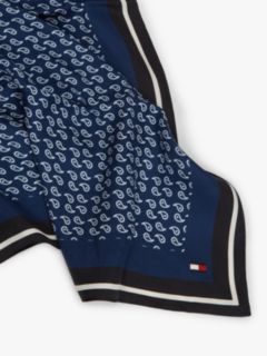 Smart Casual Silk Blend Print Square Scarf — Blue 2