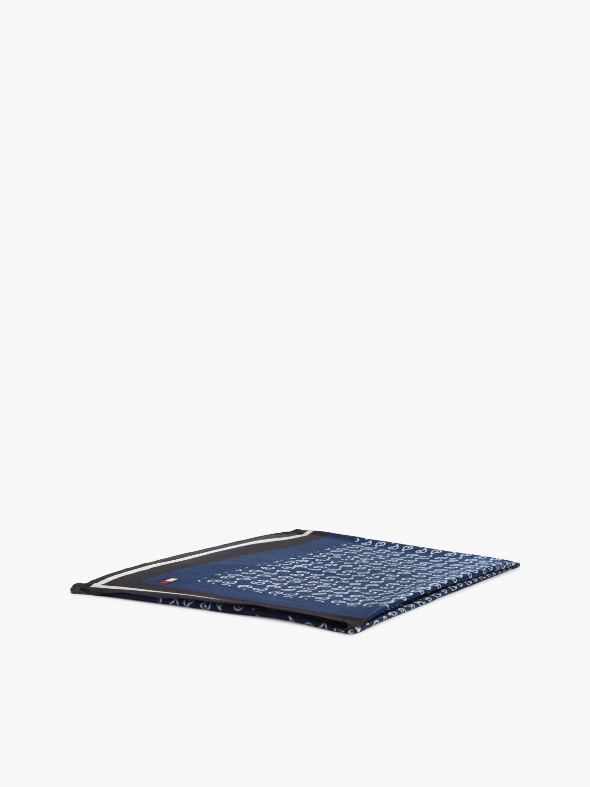Smart Casual Silk Blend Print Square Scarf — Blue