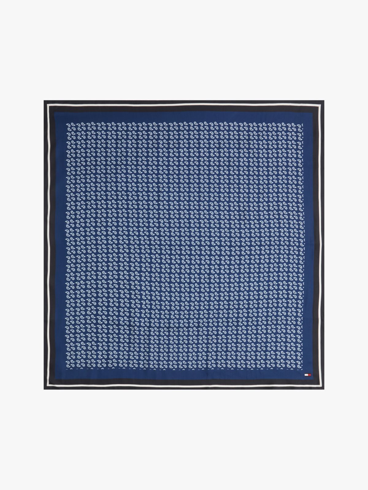 Smart Casual Silk Blend Print Square Scarf — Blue