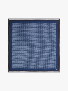 Smart Casual Silk Blend Print Square Scarf — Blue 1