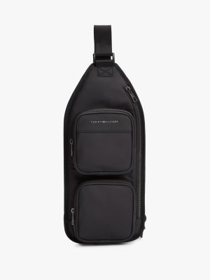 black metal logo crossbody sling bag for men tommy hilfiger