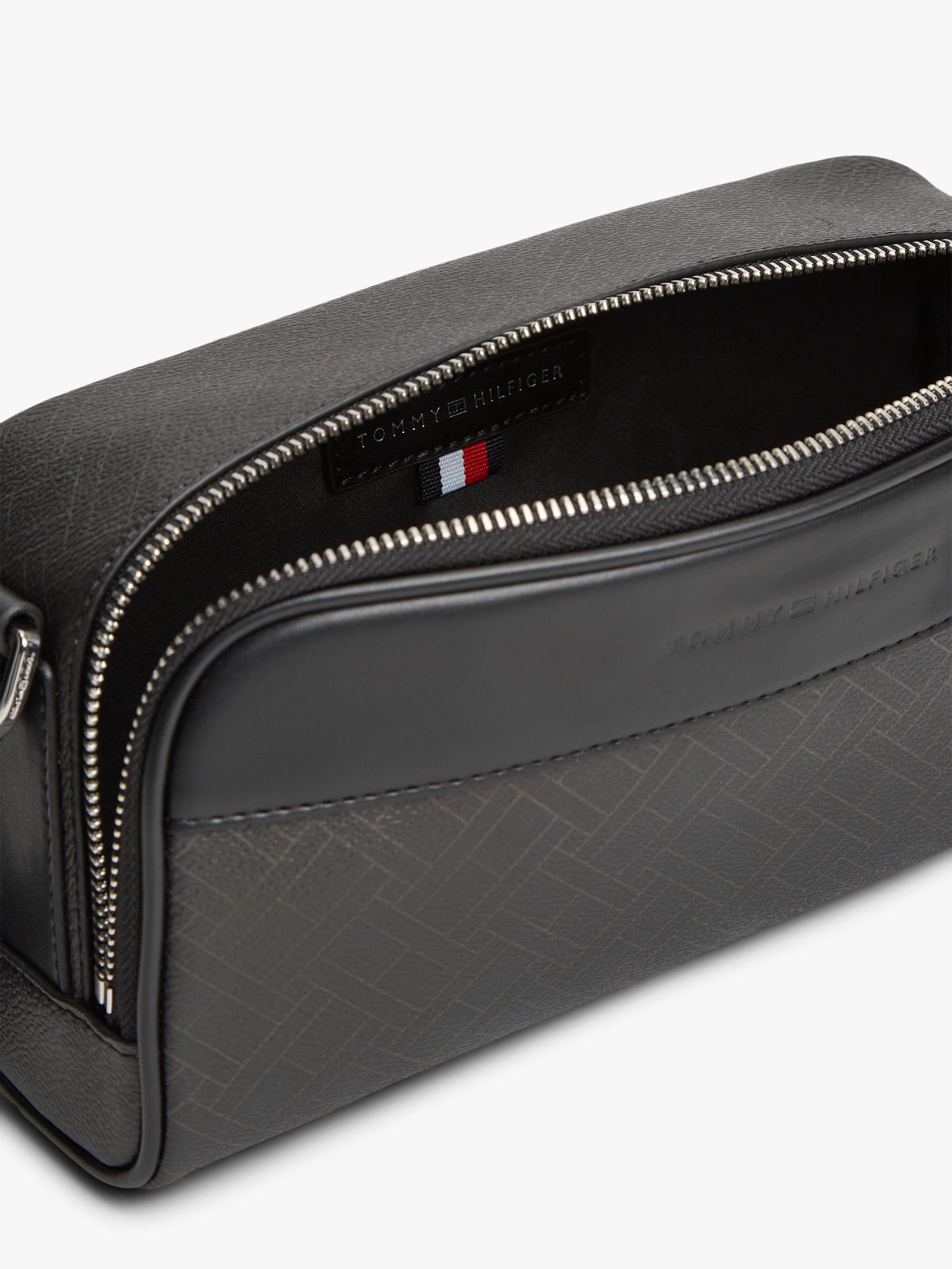 Embossed Flag Crossbody Camera Bag — Black