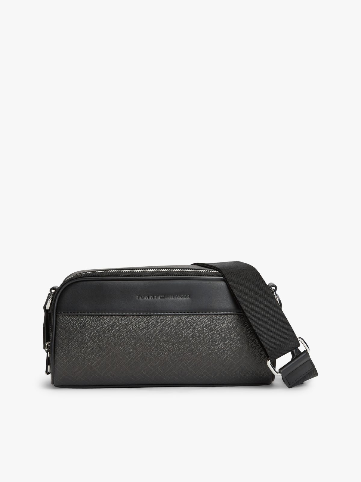 Embossed Flag Crossbody Camera Bag — Black