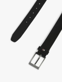 Enamel Flag Rectangular Buckle Leather Belt — Black 2