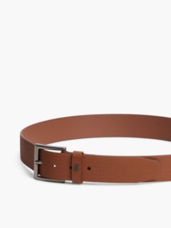 Flag Print Square Buckle Leather Belt — Brown 3