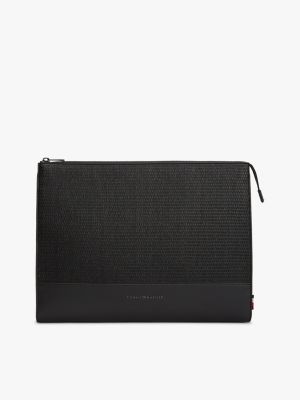 black metal logo woven laptop sleeve for men tommy hilfiger