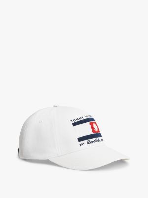 white graphic embroidery six-panel baseball cap for men tommy hilfiger