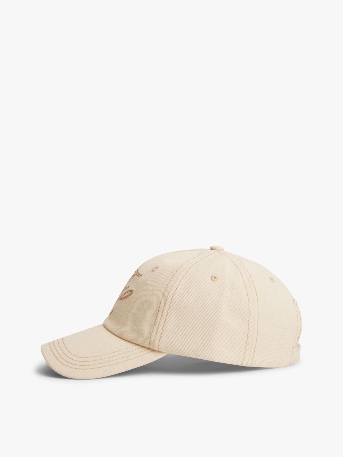 Logo Embroidery Denim Baseball Cap — Beige