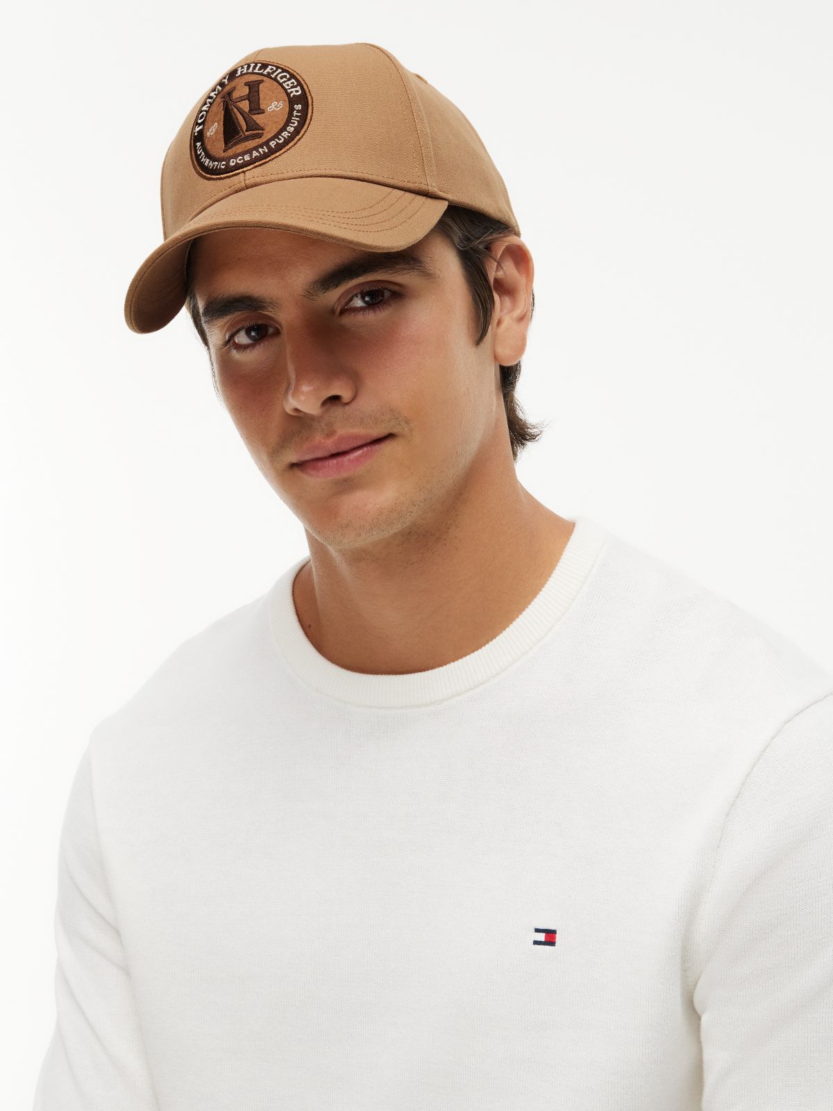 Logo Patch Six-Panel Baseball Cap — Brown