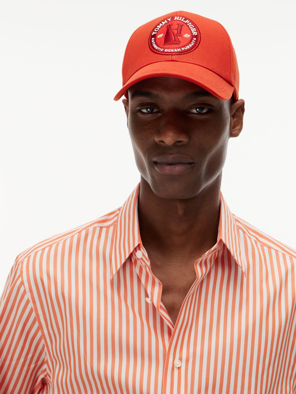 Logo Patch Six-Panel Baseball Cap — Red