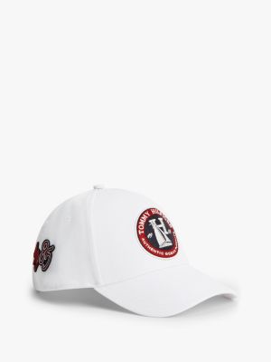 white baseballpet met zes panelen en logopatch voor heren - tommy hilfiger