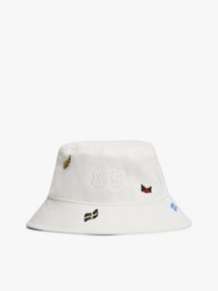 Multi Flag Embroidery Bucket Hat — White 2