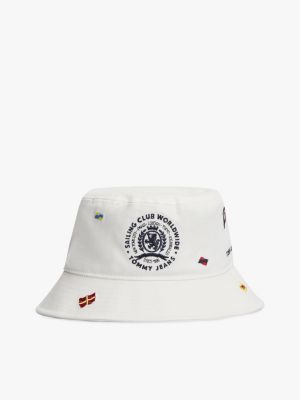 sombrero de pescador con logos bordados white de hombres tommy jeans