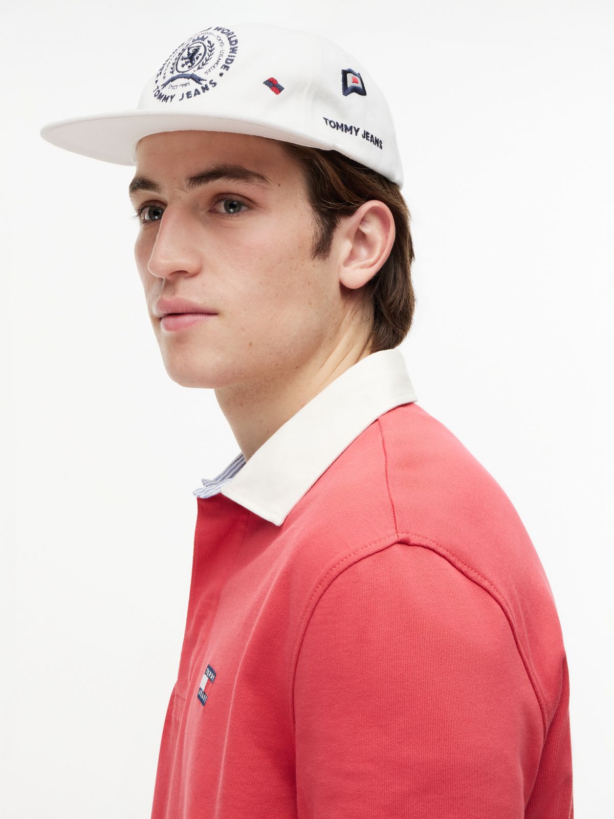 Flag Embroidery Six-Panel Baseball Cap — White