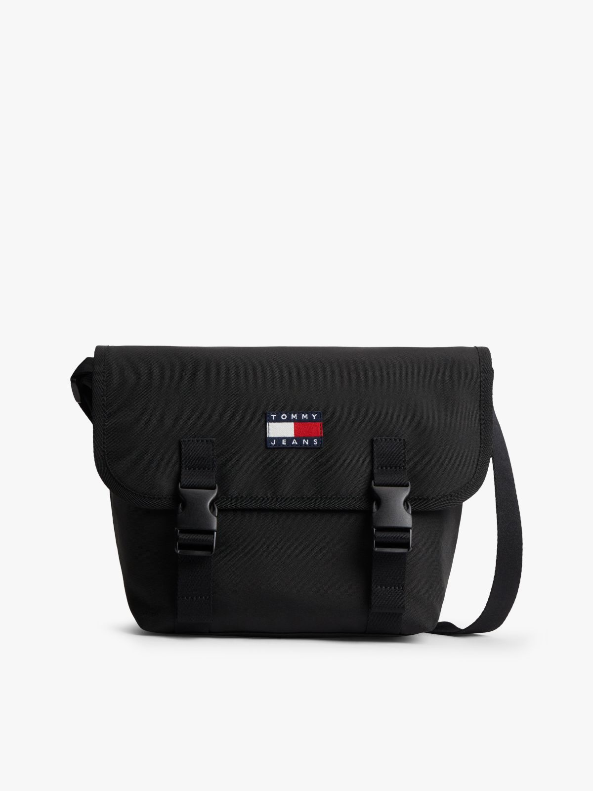 Essential Logo Crossbody Messenger Bag — Black