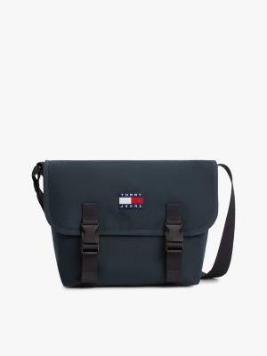 blue essential logo crossbody messenger bag for men tommy jeans