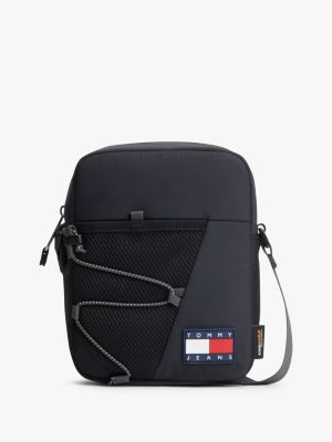 black outdoor-crossbody-reporter-tasche mit mesh-tasche für herren - tommy jeans