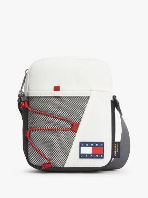white outdoor-crossbody-reporter-tasche mit mesh-tasche für herren - tommy jeans