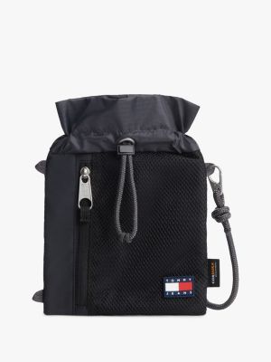 black outdoor drawstring sacoche bag for men tommy jeans