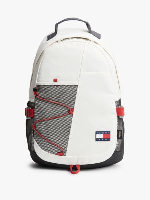 mochila de tela con bolsillos de malla white de hombres tommy jeans