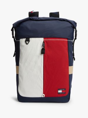 blue archive textile easy access flap backpack for men tommy jeans