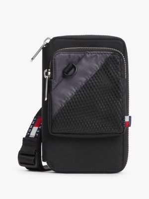 black textil-brieftasche mit lanyard für herren - tommy jeans