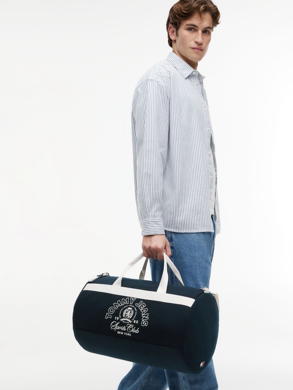 Logo Embroidery Duffel Bag — Blue