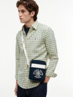 Logo Embroidery Crossbody Reporter Bag — Blue 2