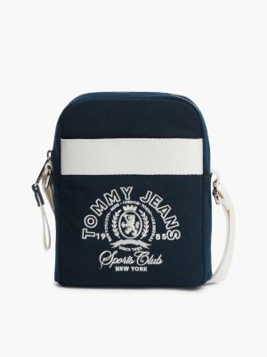 blue logo embroidery crossbody reporter bag for men tommy jeans